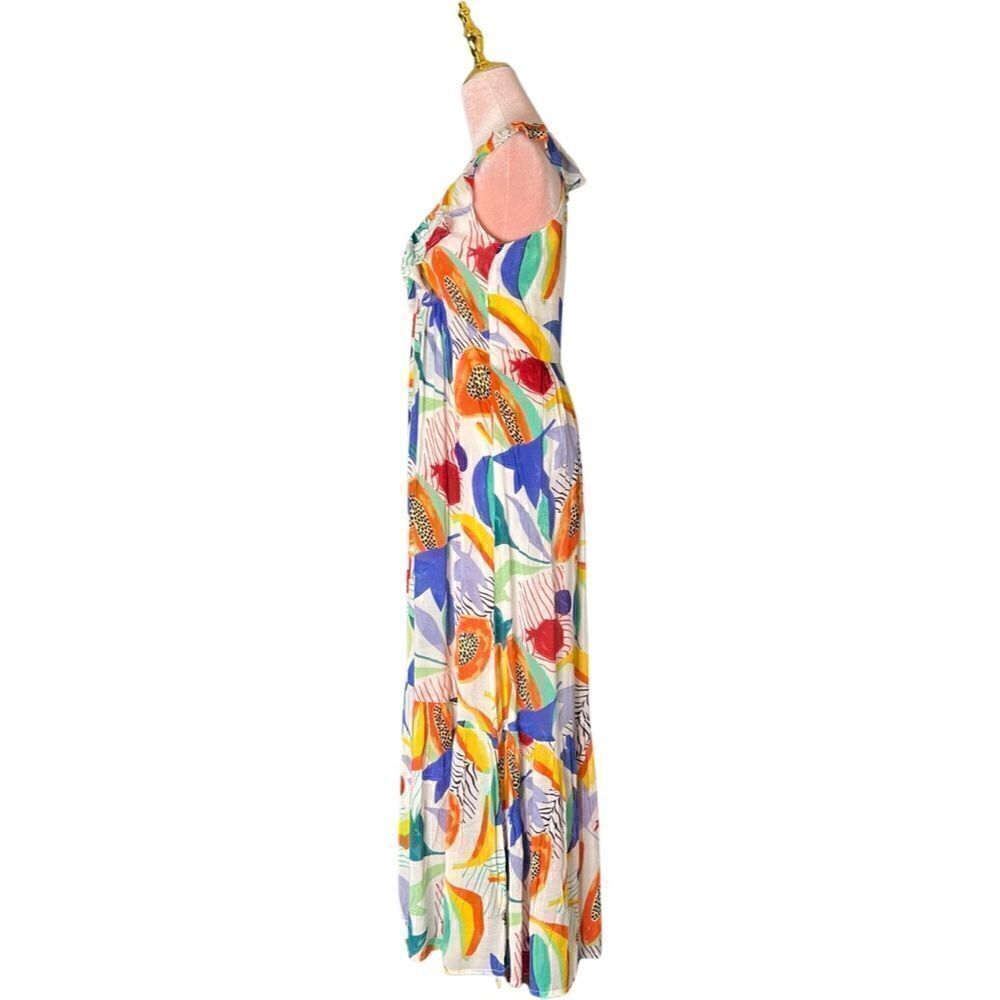 OLIPHANT Ruffle V-Neck Maxi in Papaya Yellow, Silk Blend. Vibrant! Size XS. NWT! - Picture 8 of 16